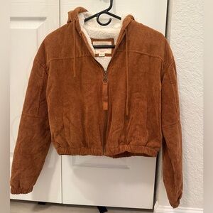 Brown cropped corduroy Sherpa jacket size small